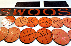 Basketball Swoosh Stickers Red Foil Scrapbook Borders 5pc 6×1″ Sports Accents