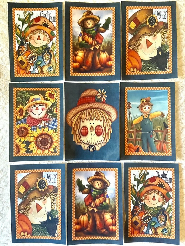 Fall~Scarecrow~(9) GLOSSY Sticker Labels~Bottles, Note Card~Journals~Crafts~140S