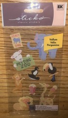 Sticko Petting Zoo Elephant Monkey Lion Giraffe Animals Craft Scrapbook Stickers