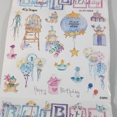 Vintage NRN Designs Babys 1st Birthday Sticker Roll Lot of 8 Sheets