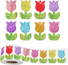 500Pcs 1.5Inch Spring Tulip Waterproof Stickers for Gifts and Classroom