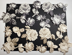 Anna Griffin Black and Cream Roses Embellishment Stickers 20 Pieces