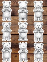 I Love You Bear Die Cut Vinyl Stickers Set Scrapbooking Laptop Water Bottle