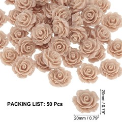 20mm Rose Flower Resin Cabochon, 50 Pcs Mini Rose Flower Resin, Light Brown