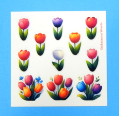 Pink Purple Orange White Red Purple Tulips & Tulip Bouquets Mini Stickers Sheet