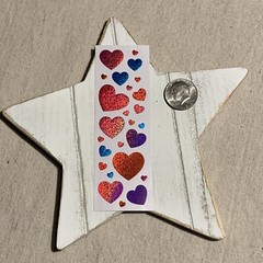 Vintage Sticker Mod Hearts Glitter Glittery Red Pink Purple Blue Hearts 80s 90s