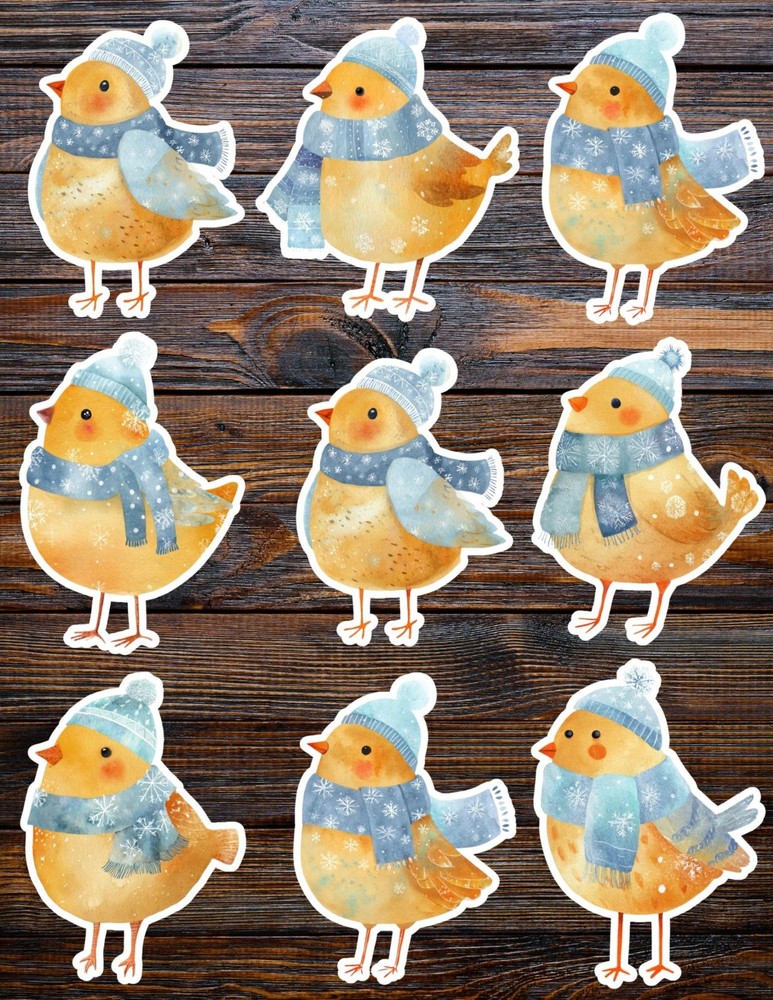 Cute Blue Winter Bird Die Cut Vinyl Stickers Scrapbooking Laptop Waterbottle