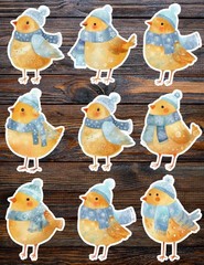Cute Blue Winter Bird Die Cut Vinyl Stickers Scrapbooking Laptop Waterbottle