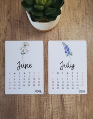 Large Calendar Stickers for Planners and Journals Birth Flower Design 5″ x 7″