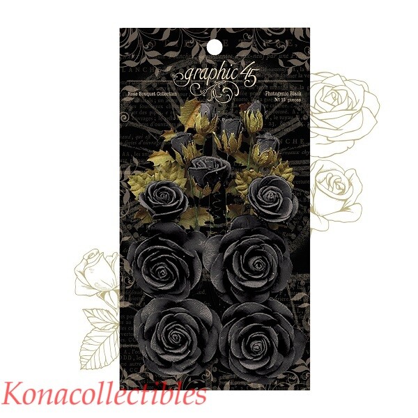 Graphic 45 Staples Rose Bouquet Photogenic Black New in Pkg Halloween