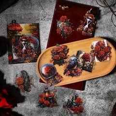 Gothic Flowers Dark PET Stickers 20Pcs Junk Journal Planner Scrapbooking Crafts