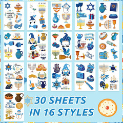 200 Pegatinas de Januce Ninos Dreidel Menora de Velas Fiesta DIY Manualidades