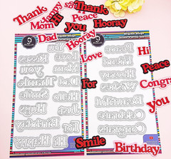 22PC Greeting Word Metal Die Cut with Shadow Frames Sentiments Diecut Greeting D