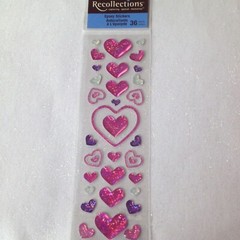 RECOLLECTIONS STICKERS ACRYLIC MULTI-COLORED HEARTS 36PCS