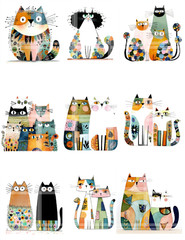2 Pgs Patchwork Cats For Card Toppers Junk Journal Supplies Scrapbook Ephemera