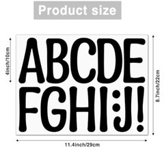 20 Sheets Alphabet Stickers 4 in Letter and Numbers Stickers 240PCS Vinyl Black