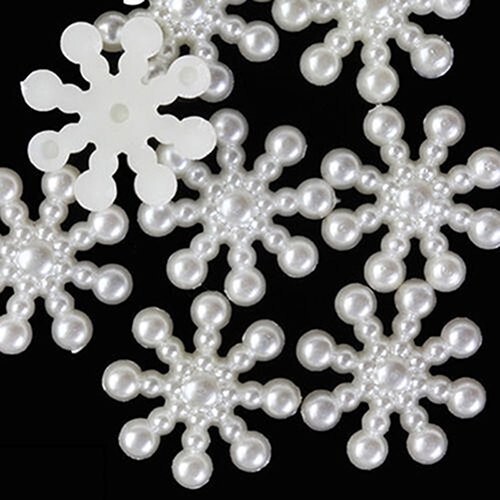 25 Shiny Resin Pearl Snowflakes Flatback Beads Crafts Scrapbooking
