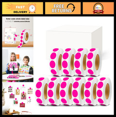 10000 Pack Color-Coding Dot Stickers – 3/4 Inch Round Labels, Fluorescent Pink,