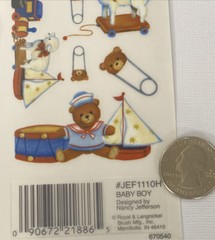 BABY BOY Colored Rub-Ons(3″x 9″) Royal & Langnickel•Toys•Diaper Pin•Teddy Bear•