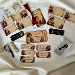 Vintage Victorian Junk Journal Kit Ephemera Bundle Tags Papers Lace 60+ Pieces