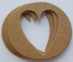 {6} *HEART CHARM OUTLINES* Raw Bare Chipboard Die Cuts