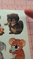 Vintage Stickers Dennison Animals Koala Kangaroo Raccoon 1 Sheet READ