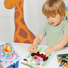 4 PCS Sticker by Number Sticker Paint Books for Boys Girls Ages 4-8 Ocean Veh…