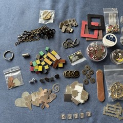 Scrapbooking Embellishments Lot Metal Tags Bottle Caps Eyelets Brads Multicolor