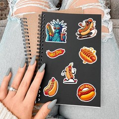 Creative 50 Pcs Hot Dog Stickers – Waterproof Cartoon Decals for Everyone