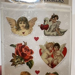 Vintage Hallmark Victorian Style Cherubs Valentine Rose Flowers Stickers New