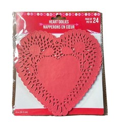 Red Heart Doilies Paper Romance Valentine Day Ephemera 24 Pack Crafts Junk Journ