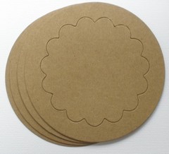 {4} CIRCLE SCALLOP – Bare Unfinished Frame Chipboard Die Cuts – 3 5/8″