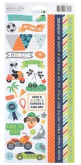 Pebbles COOL BOY CARDSTOCK STICKER SET scrapbooking (2) SHEETS FOIL