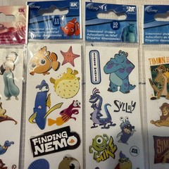 4 Packs Disney Dimensional Nemo, Monsters, Aladdin, Lion King stickers NEW