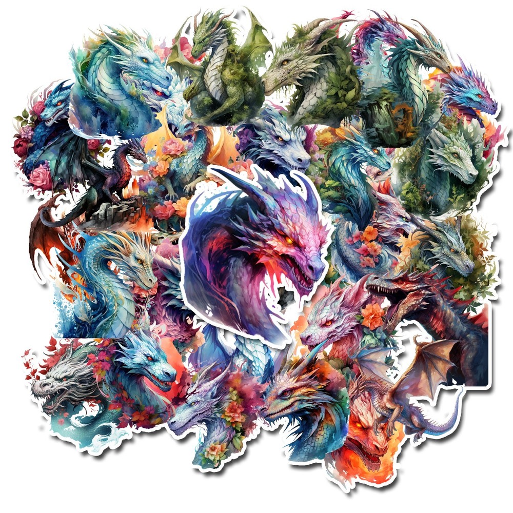 10 Fantasy Dragon Stickers Laptops Notebooks Journals Glossy Scrapbooking