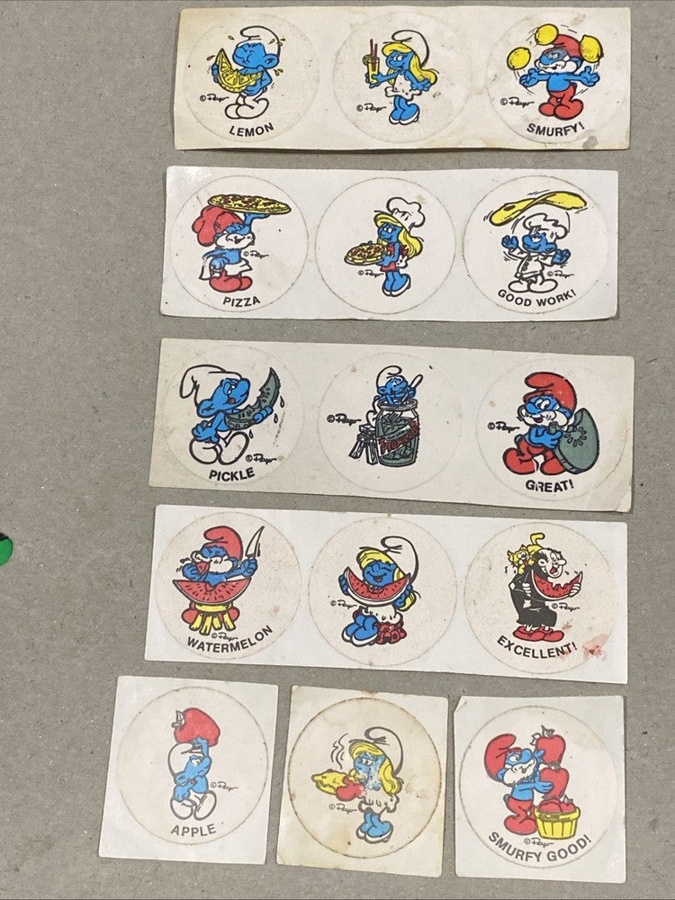 VINTAGE 80’S “SMURFS” SNIFF STICKER STRIP LOT ULTRA RARE SET