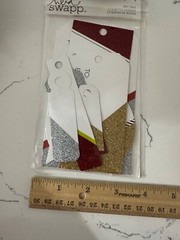 Heidi Swapp Glitter Gift Tags ~ Red/Silver/Gold 17 All Different Shapes/Sizes