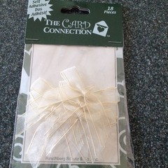 THE CARD CONNECTION 3D CLOTH WHITE BOWS 6 TOTAL BOWS WHITE WITH GOLD TRIM NEW