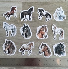 12 Noble Horses Junk Journal Stickers Scrapbook Western Ephemera