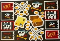PIRATES TREASURE Stickers(30pc) •Skull & Crossbones•Gold•Swords •Map•Card Making