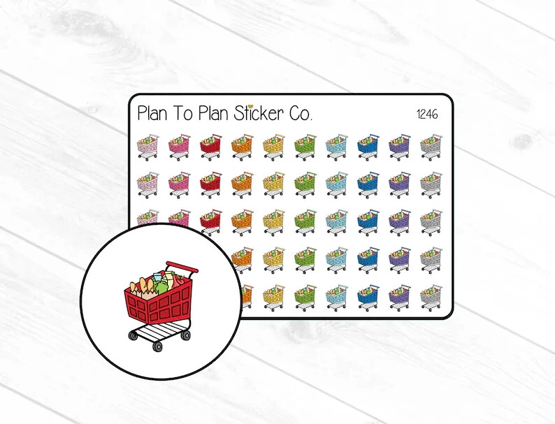 1246~~Grocery Cart Planner Stickers.