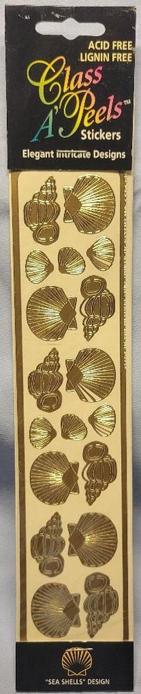 Sea Shells Gold Foil Stickers – Metallic – NEW Class A Peels 18 pcs per Sheet