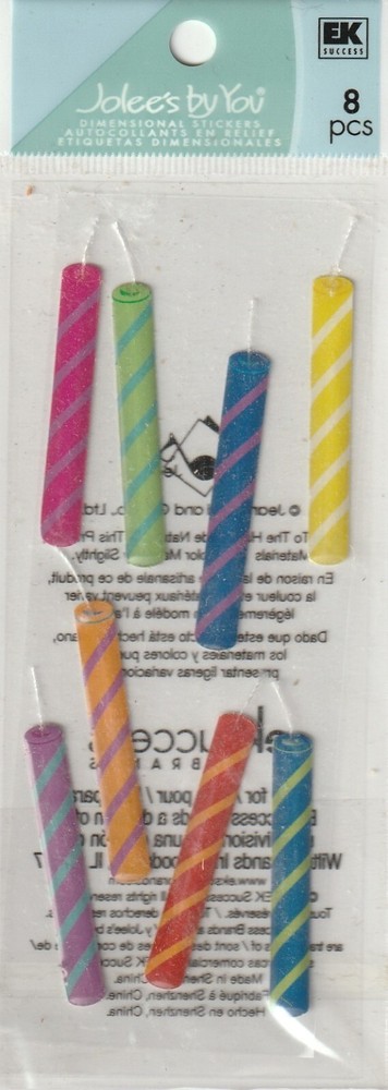 Jolee’s by You 3-D BIRTHDAY CANDLES Epoxy Stickers 8 pcs 81304 Fast FREE ship!