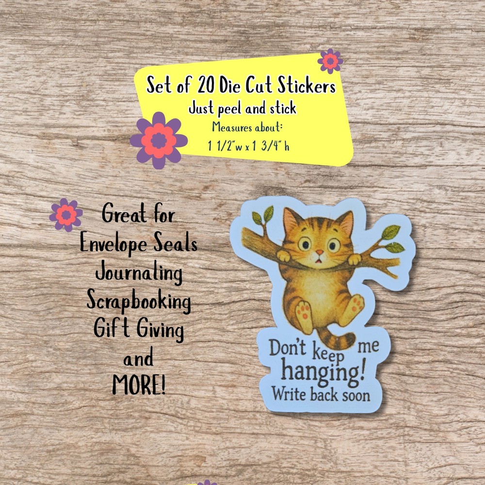 Cat sticker seals, kitten sticker seals, pen pal letter stickers, write soon