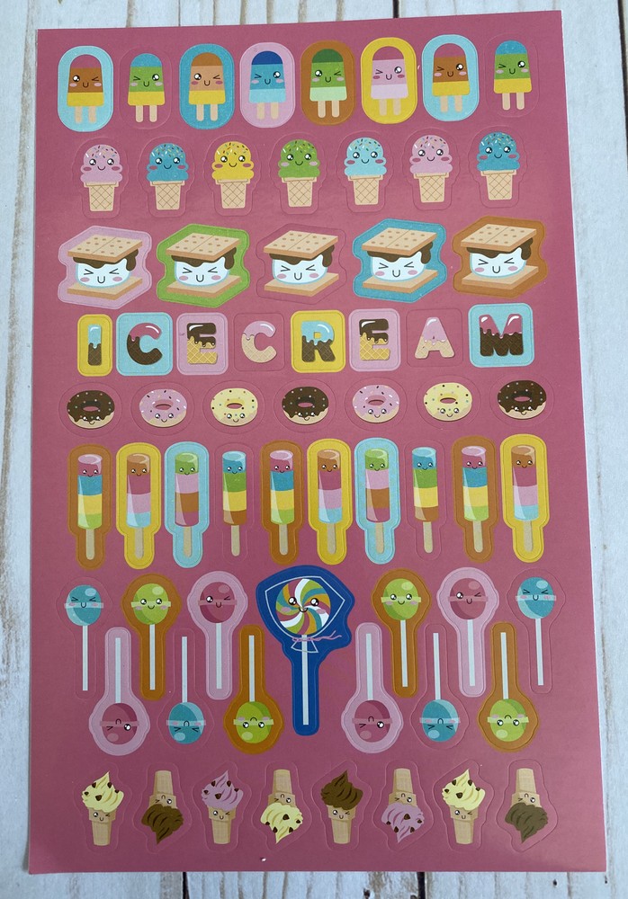 Smiling Food Foodie Stickers Ice Cream Cones S’mores Lollipop Popsicle New Kids