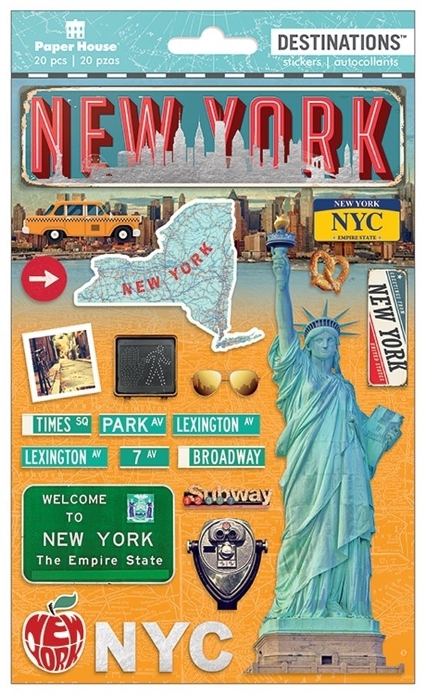 Crafts Stickers Dimensional New York City Liberty Cab Apple Highway Sign NYC