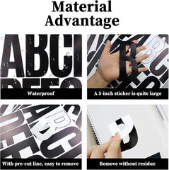 5 Inch Letter Stickers, 122 Pieces Self Adhesive Alphabet Number Sticker for Mai