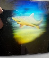 1992 HOLOGRAPHIC SHARK STICKER with DIVER IN BACKGROUND-GREAT DEPTH-GREAT COLORS