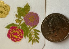 ROSE Gold Foil Mylar Stickers (10pc)Blooming•Flowers•Leaves •Garden•Card Making•