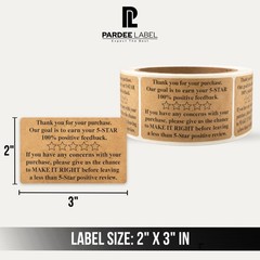 Thank You Natural Kraft Labels 2″ x 3″ Stickers Packaging 250/Roll